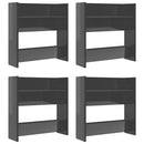vidaXL 4 db magasfényű szürke szerelt fa fali cipősszekrény 60x18x60cm