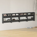 vidaXL 4 db magasfényű szürke szerelt fa fali cipősszekrény 60x18x60cm