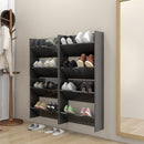 vidaXL 4 db magasfényű szürke szerelt fa fali cipősszekrény 60x18x60cm