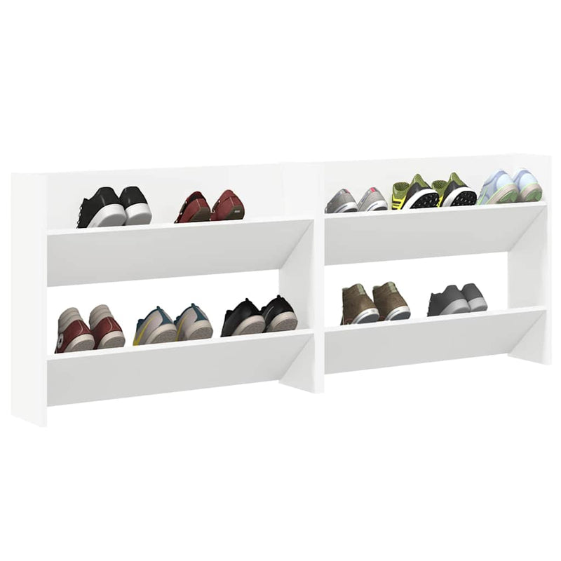 vidaXL 2 db fehér forgácslap fali cipősszekrény 80 x 18 x 60 cm