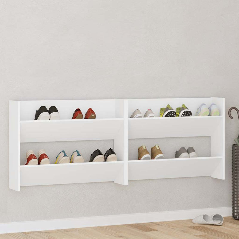 vidaXL 2 db fehér forgácslap fali cipősszekrény 80 x 18 x 60 cm