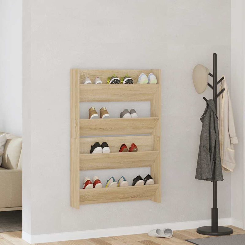 vidaXL 2 db sonoma-tölgyszínű fali cipősszekrény 80 x 18 x 60 cm