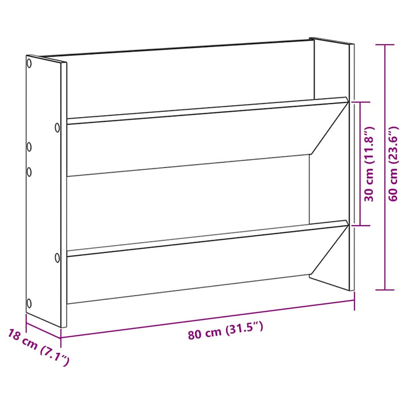 vidaXL 2 db sonoma-tölgyszínű fali cipősszekrény 80 x 18 x 60 cm