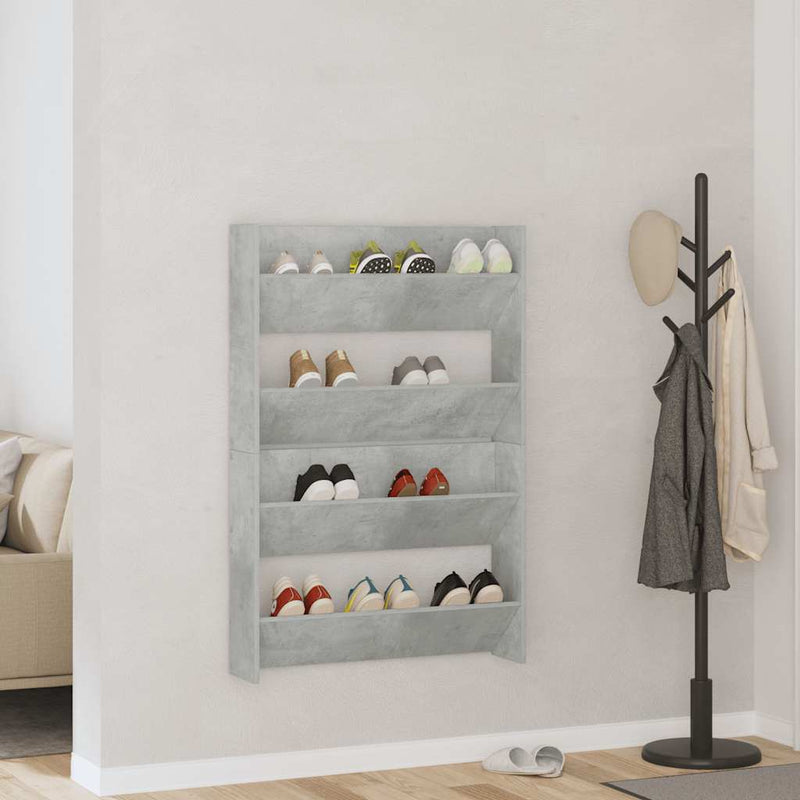 vidaXL 2 db betonszürke forgácslap fali cipősszekrény 80 x 18 x 60 cm