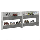 vidaXL 2 db betonszürke forgácslap fali cipősszekrény 80 x 18 x 60 cm
