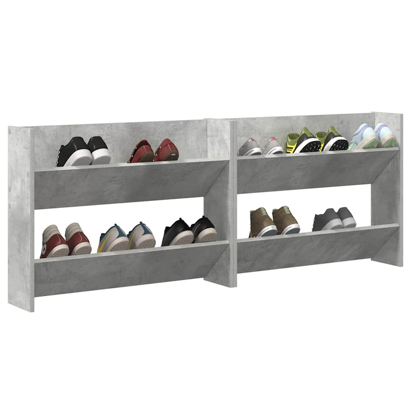 vidaXL 2 db betonszürke forgácslap fali cipősszekrény 80 x 18 x 60 cm