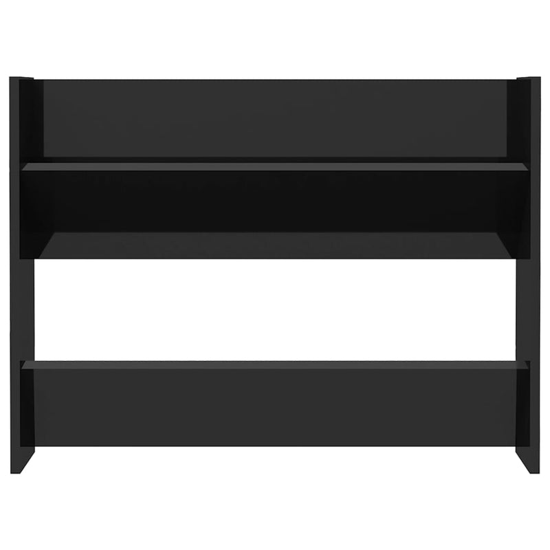 vidaXL 2 db magasfényű fekete szerelt fa fali cipősszekrény 80x18x60cm