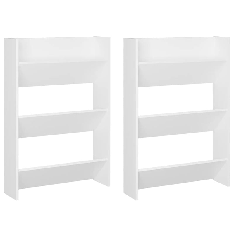 vidaXL 2 db fehér fali cipősszekrény 60 x 18 x 90 cm