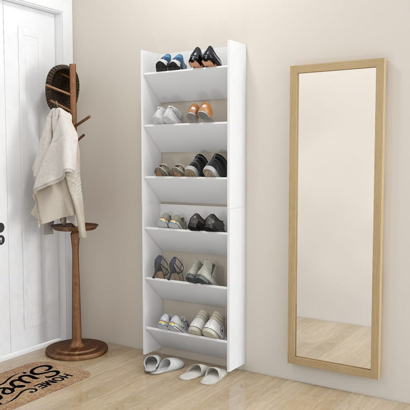 vidaXL 2 db fehér fali cipősszekrény 60 x 18 x 90 cm
