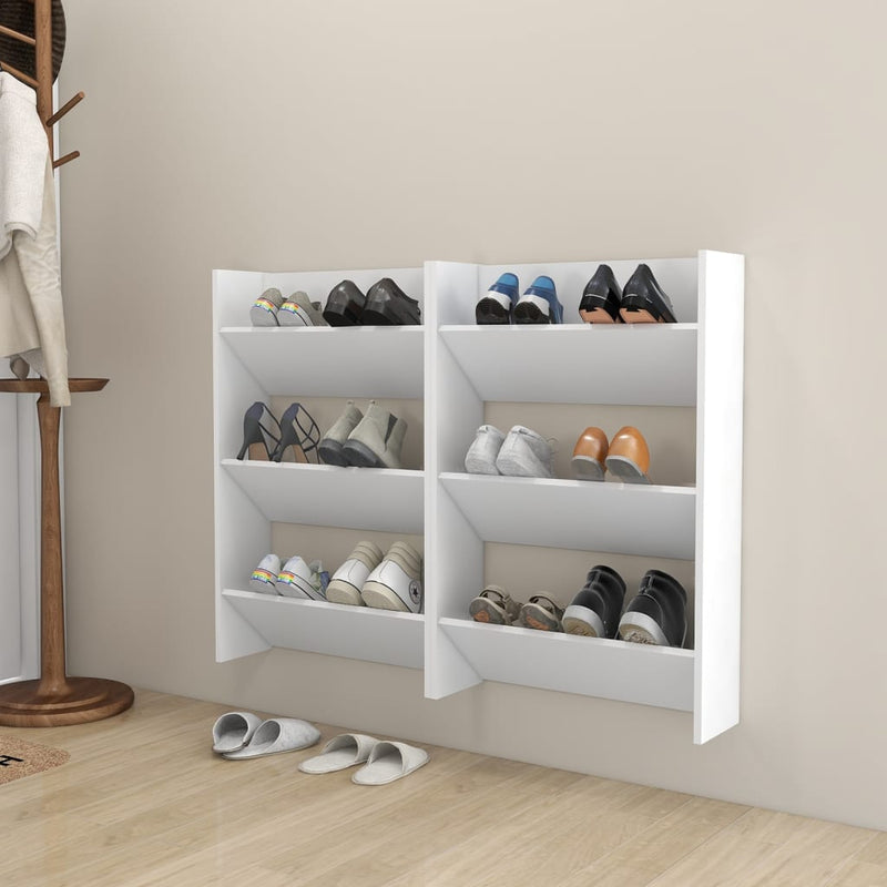 vidaXL 2 db fehér fali cipősszekrény 60 x 18 x 90 cm
