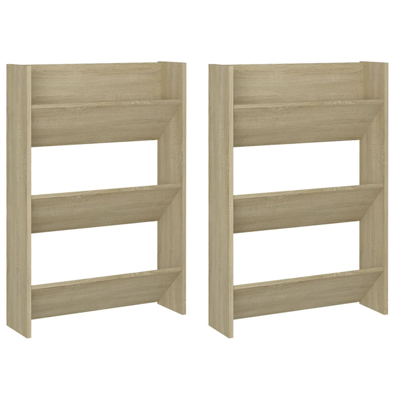 vidaXL 2 db sonoma-tölgy fali cipősszekrény 60 x 18 x 90 cm
