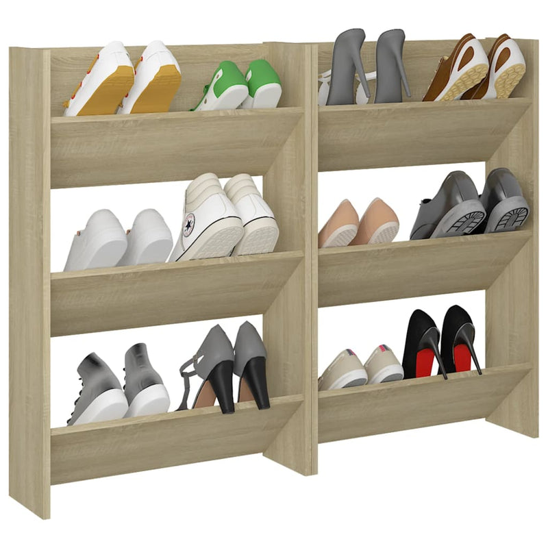vidaXL 2 db sonoma-tölgy fali cipősszekrény 60 x 18 x 90 cm