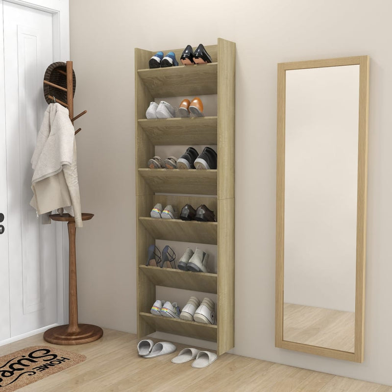 vidaXL 2 db sonoma-tölgy fali cipősszekrény 60 x 18 x 90 cm