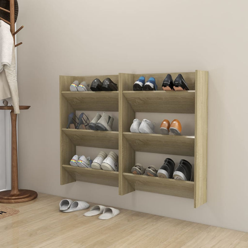 vidaXL 2 db sonoma-tölgy fali cipősszekrény 60 x 18 x 90 cm