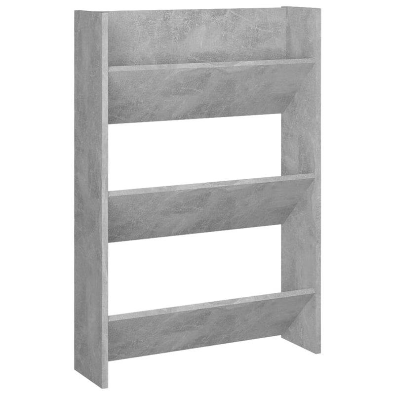 vidaXL betonszürke forgácslap fali cipősszekrény 60 x 18 x 90 cm