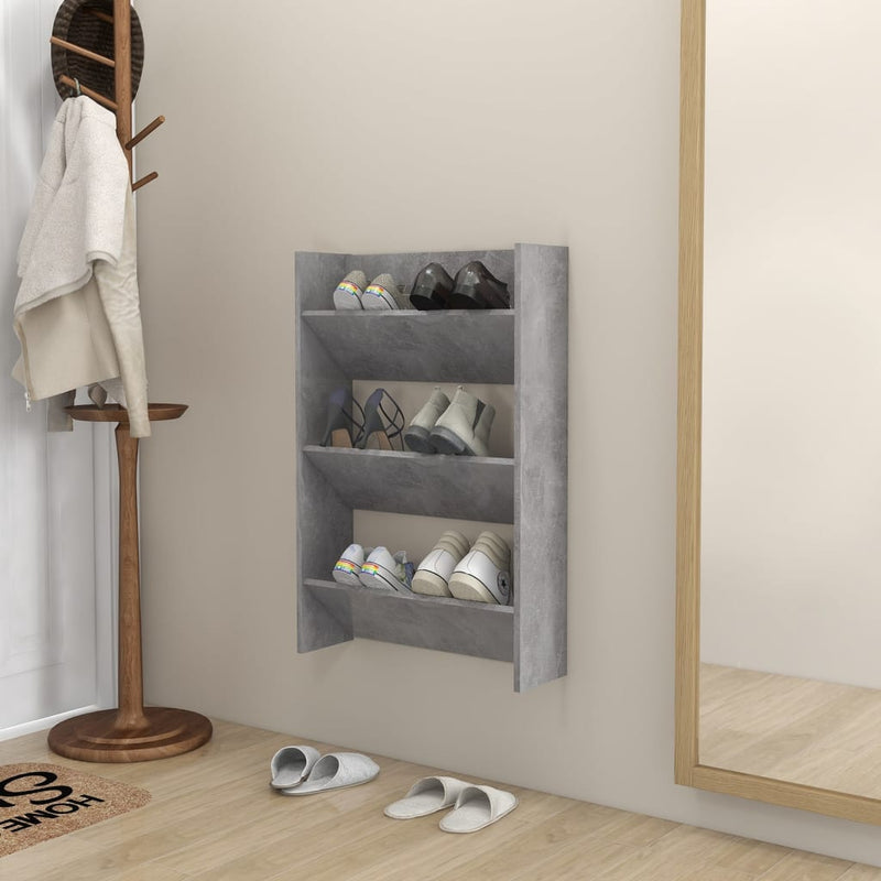 vidaXL betonszürke forgácslap fali cipősszekrény 60 x 18 x 90 cm