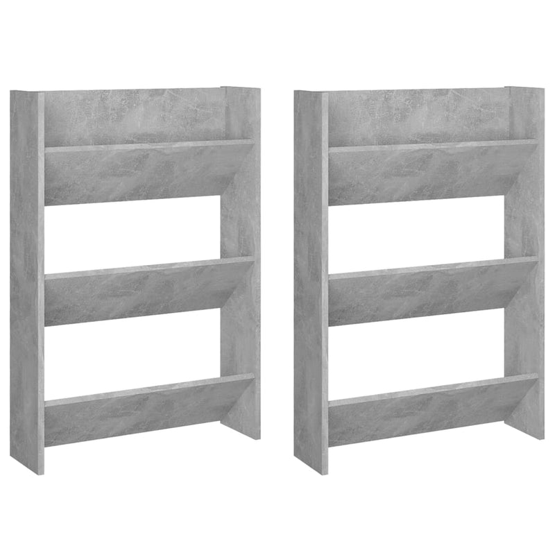 vidaXL 2 db betonszürke fali cipősszekrény 60 x 18 x 90 cm