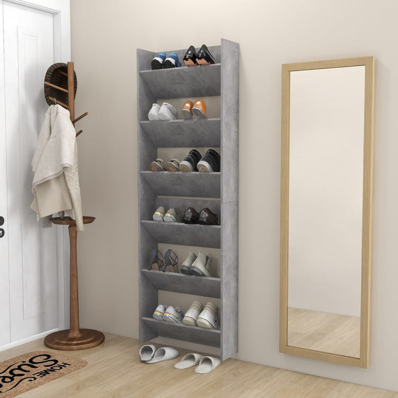 vidaXL 2 db betonszürke fali cipősszekrény 60 x 18 x 90 cm