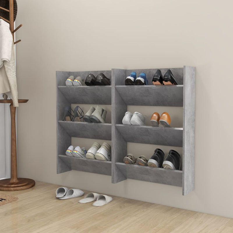vidaXL 2 db betonszürke fali cipősszekrény 60 x 18 x 90 cm