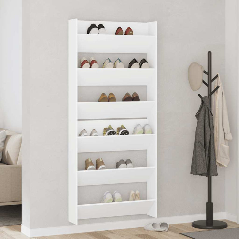 vidaXL 2 db fehér forgácslap fali cipősszekrény 80 x 18 x 90 cm