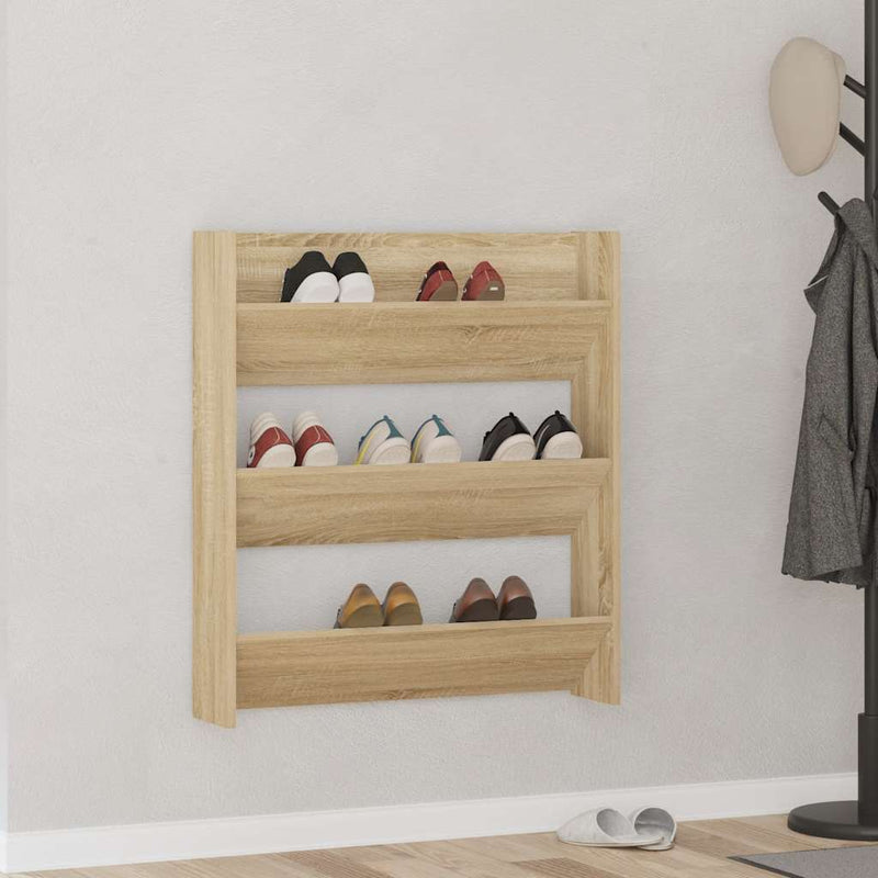 vidaXL sonoma tölgy színű szerelt fa fali cipősszekrény 80x18x90 cm