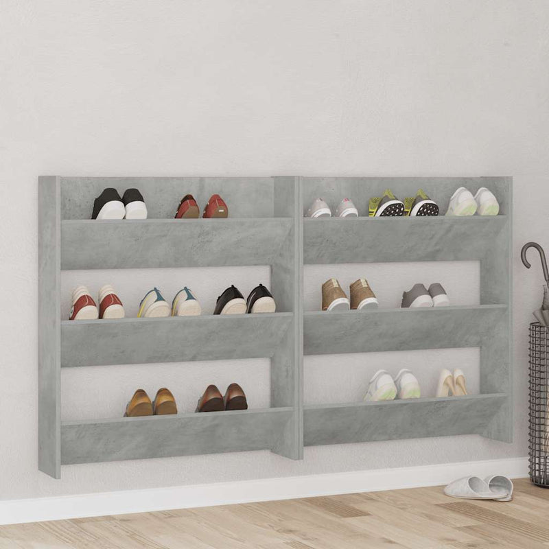vidaXL betonszürke forgácslap fali cipősszekrény 80 x 18 x 90 cm
