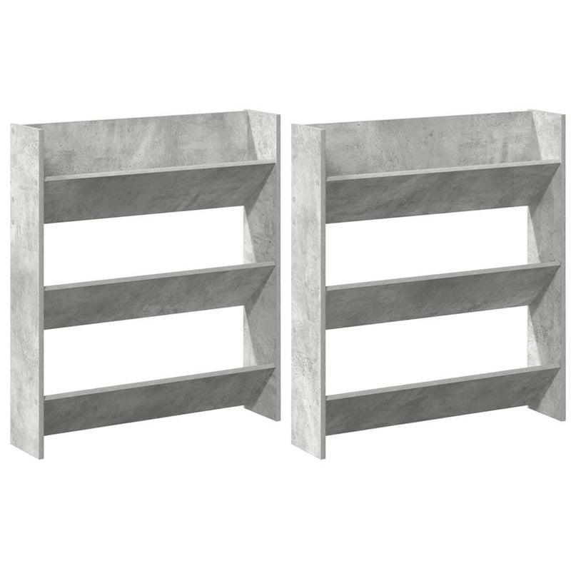 vidaXL 2 db betonszürke forgácslap fali cipősszekrény 80 x 18 x 90 cm