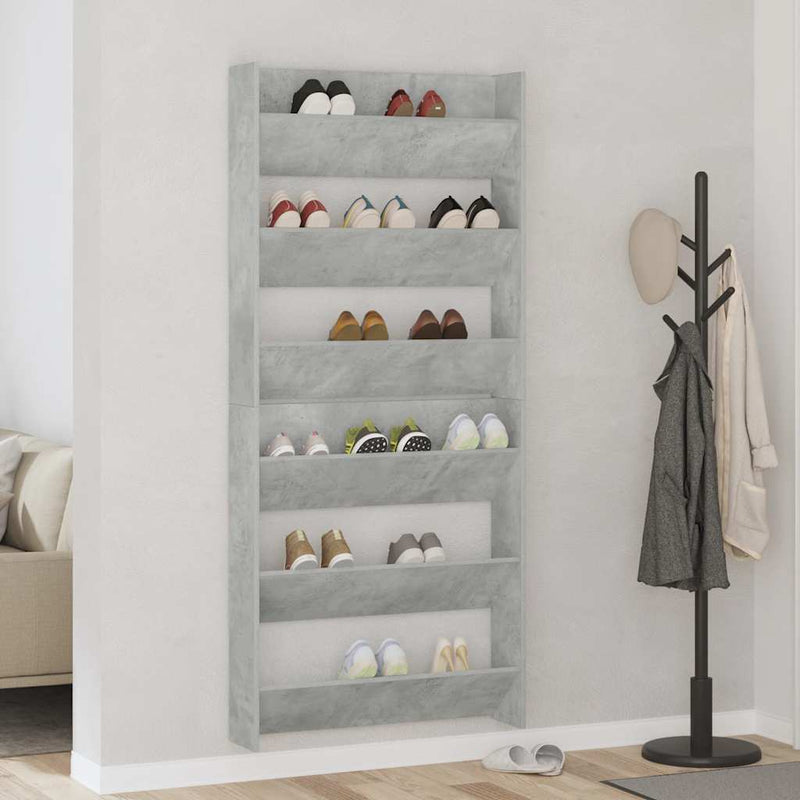 vidaXL 2 db betonszürke forgácslap fali cipősszekrény 80 x 18 x 90 cm