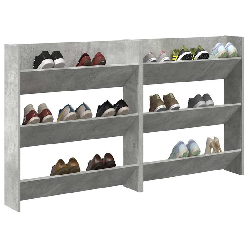 vidaXL 2 db betonszürke forgácslap fali cipősszekrény 80 x 18 x 90 cm