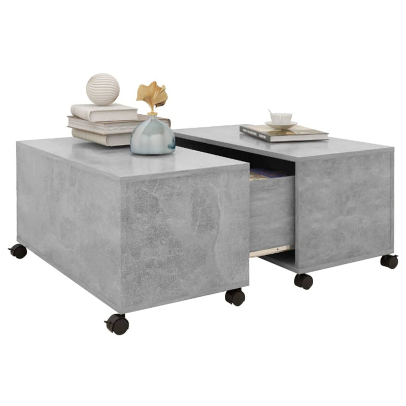 vidaXL betonszürke szerelt fa dohányzóasztal 75 x 75 x 38 cm