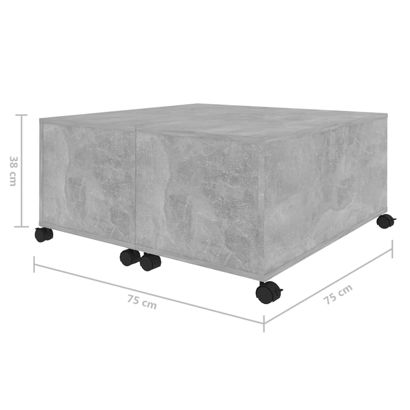 vidaXL betonszürke szerelt fa dohányzóasztal 75 x 75 x 38 cm