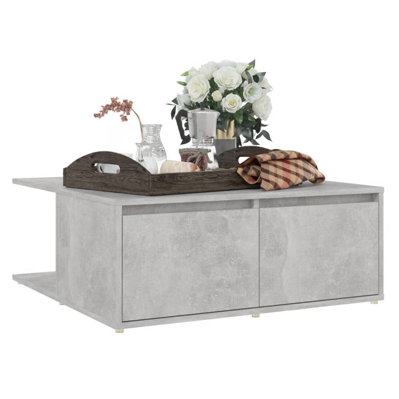 vidaXL betonszürke szerelt fa dohányzóasztal 80 x 80 x 31 cm