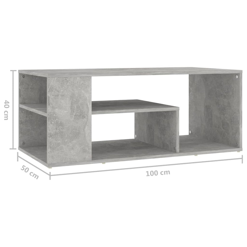 vidaXL betonszürke szerelt fa dohányzóasztal 100 x 50 x 40 cm