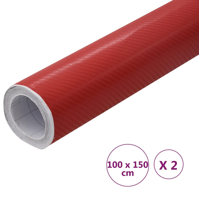 vidaXL 2 darab 4D-s piros autófólia 100 x 150 cm