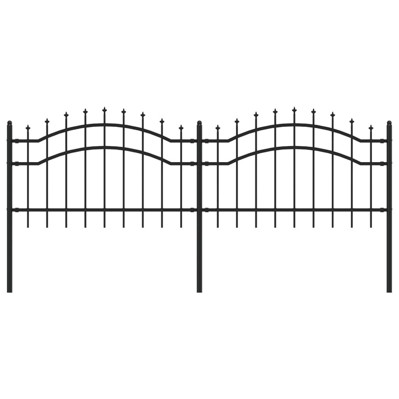 vidaXL fekete porszórt acél kerti kerítés lándzsa hegyekkel 115 cm