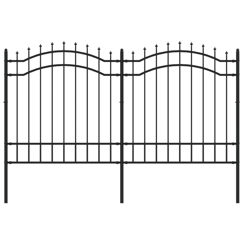 vidaXL fekete porszórt acél kerti kerítés lándzsa hegyekkel 165 cm