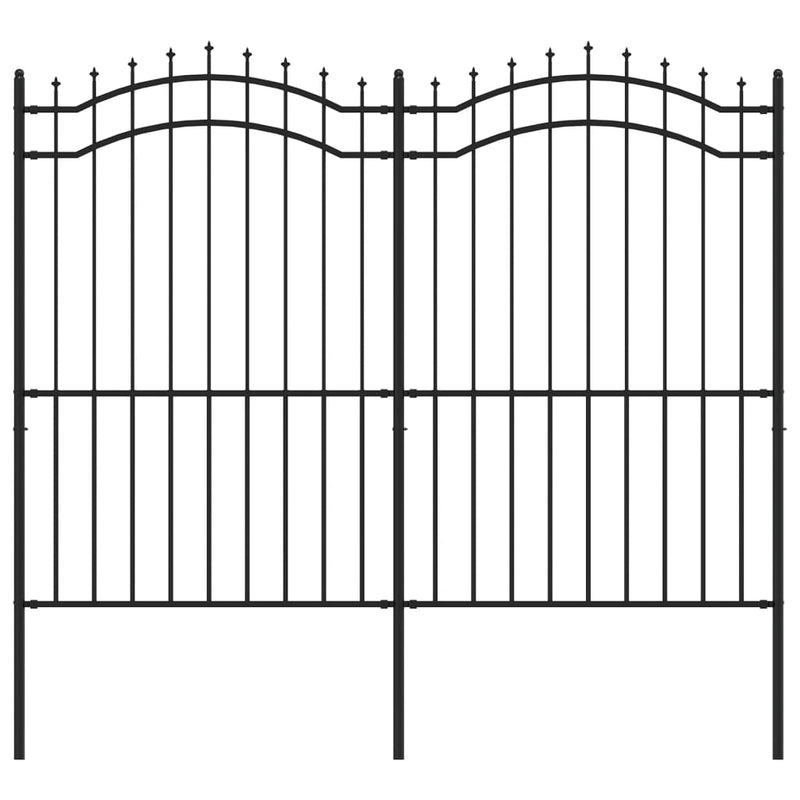 vidaXL fekete porszórt acél kerti kerítés lándzsás tetejjel 239 x 175 cm