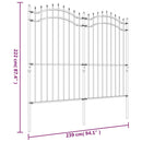 vidaXL fekete porszórt acél kerti kerítés lándzsás tetejjel 239 x 175 cm