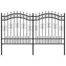 vidaXL fekete porszórt acél kerti kerítés lándzsás tetejjel 240 x 125 cm