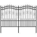 vidaXL fekete porszórt acél kerti kerítés lándzsás tetejjel 240 x 150 cm