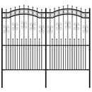 vidaXL fekete porszórt acél kerti kerítés lándzsás tetejű 240 x 175 cm
