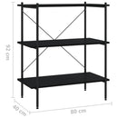 vidaXL fekete 3 szintes polcrendszer 80x40x92 cm