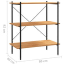 vidaXL 3-szintes fekete és tölgyfa polcrendszer 80 x 40 x 92 cm