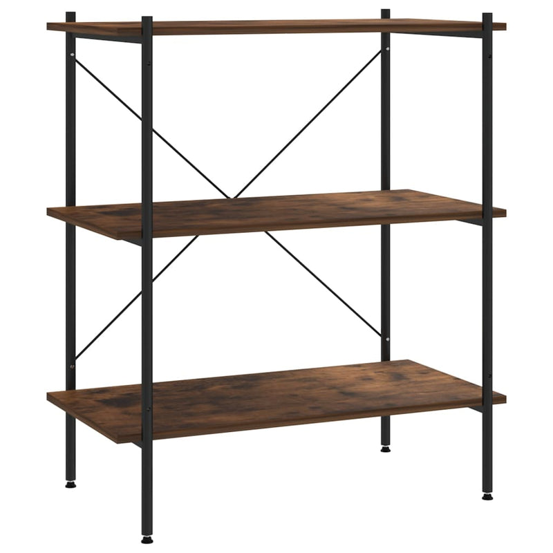 vidaXL fekete és sötét faszínű 3 szintes polcrendszer 80x40x92 cm