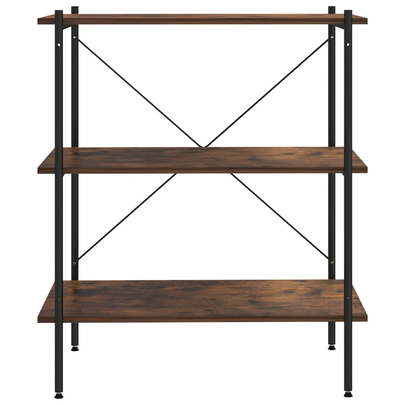 vidaXL fekete és sötét faszínű 3 szintes polcrendszer 80x40x92 cm