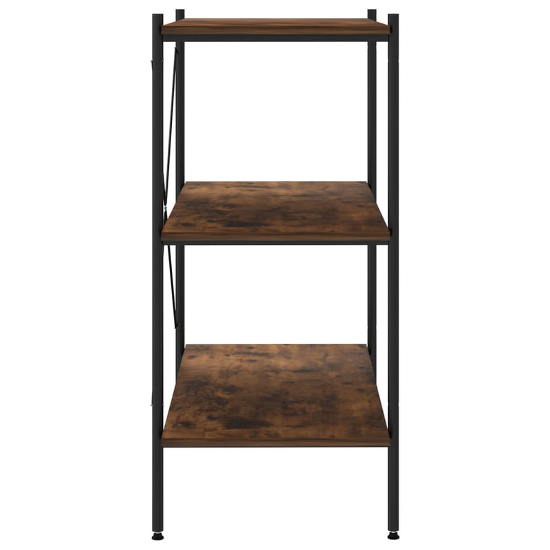vidaXL fekete és sötét faszínű 3 szintes polcrendszer 80x40x92 cm