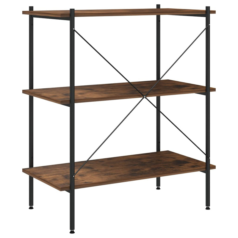 vidaXL fekete és sötét faszínű 3 szintes polcrendszer 80x40x92 cm