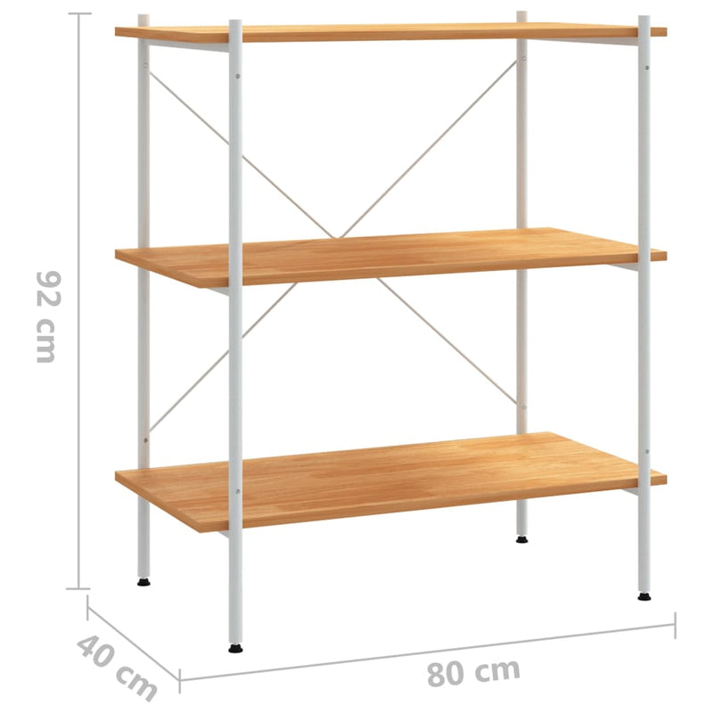 vidaXL fehér és tölgy 3 szintes polcrendszer 80x40x92 cm