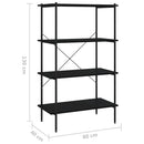 vidaXL fekete 4 szintes polcrendszer 80 x 40 x 130 cm