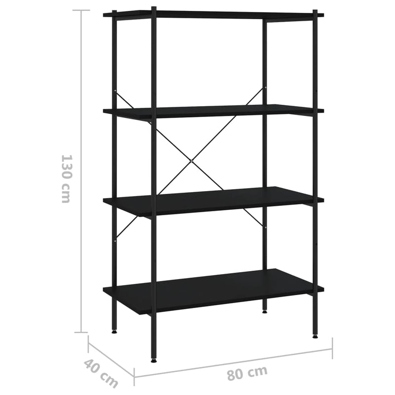 vidaXL fekete 4 szintes polcrendszer 80 x 40 x 130 cm